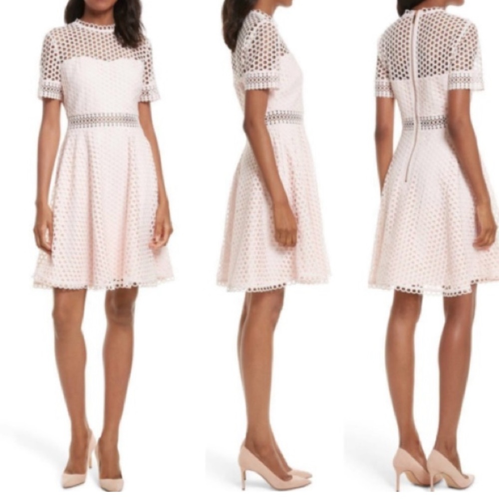 Ted Baker Graycee Lace Skater Dress Pink